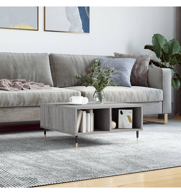 Table basse sonoma gris 60x60x30 cm bois d'ingénierie | Mobilier & Déco