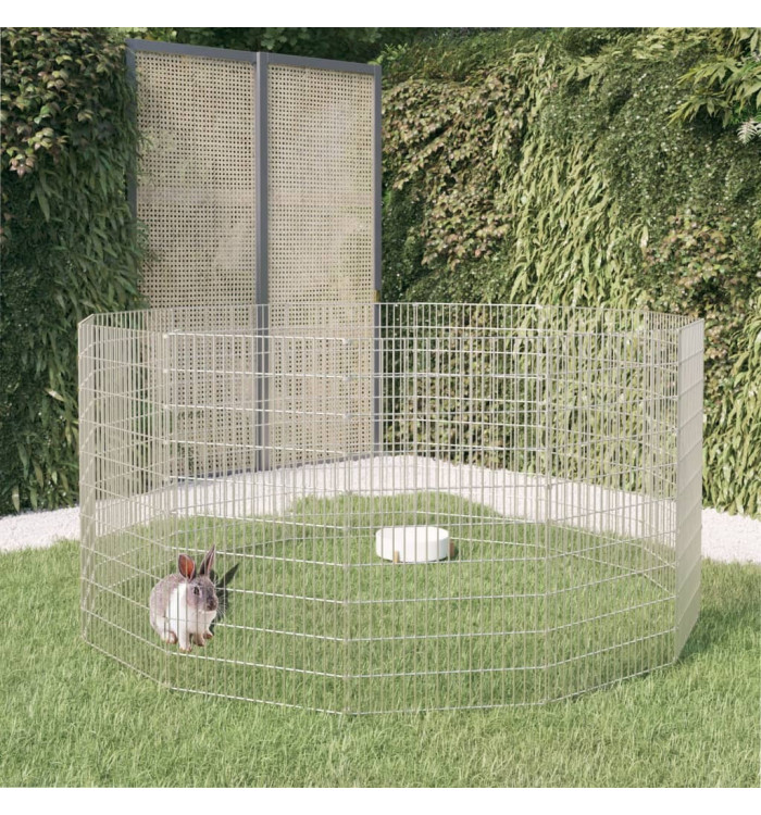 Enclos d'animaux en liberté 12 panneaux 54x100 cm fer galvanisé | Mobilier & Déco