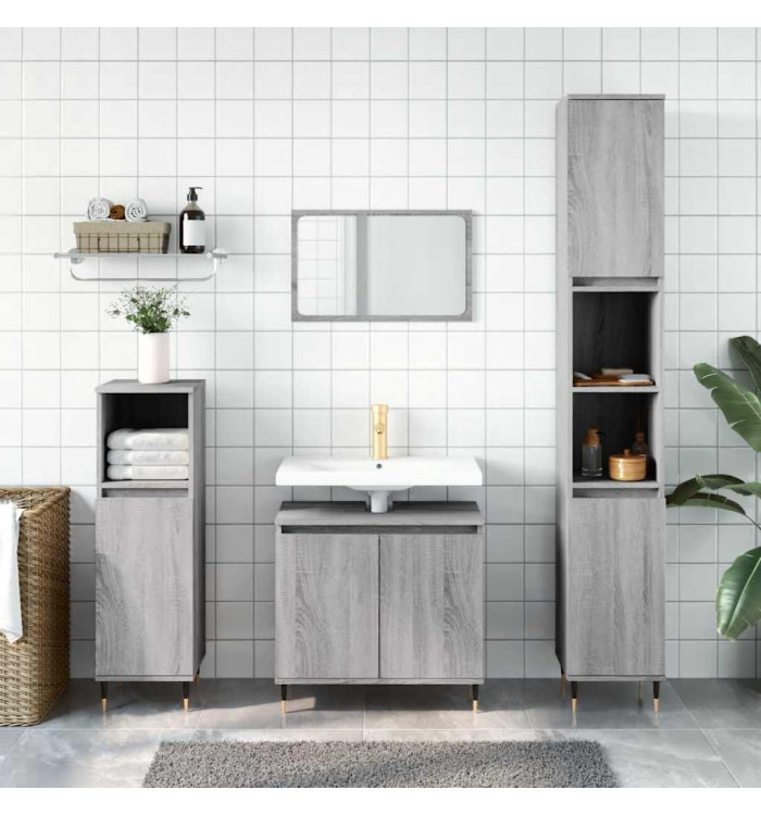 Armoire de bain sonoma gris 58x33x60 cm bois d'ingénierie | Mobilier & Déco
