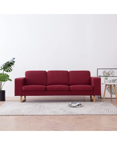 Canapé à 3 places tissu rouge bordeaux | Mobilier & Déco