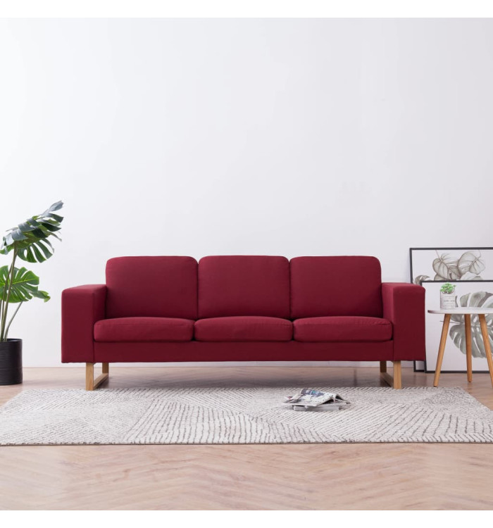 Canapé à 3 places tissu rouge bordeaux | Mobilier & Déco