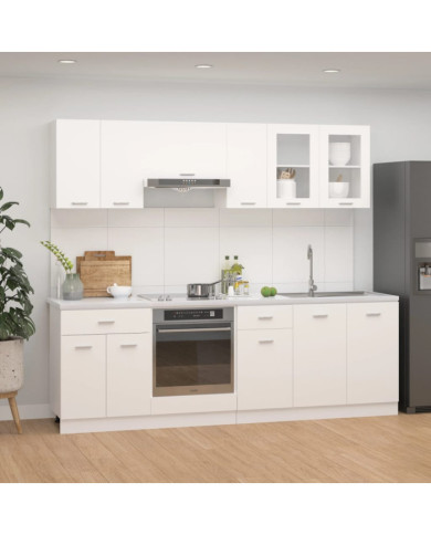 Ensemble de meubles de cuisine 8 pcs Blanc Aggloméré | Mobilier & Déco