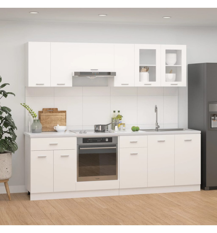 Ensemble de meubles de cuisine 8 pcs Blanc Aggloméré | Mobilier & Déco