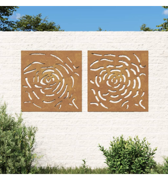 Décorations murales jardin 2 pcs 55x55 cm design de rose | Mobilier & Déco