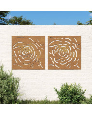 Décorations murales jardin 2 pcs 55x55 cm design de rose | Mobilier & Déco