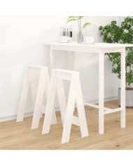 Tabourets lot de 2 blanc 40x40x75 cm bois massif de pin | Mobilier & Déco