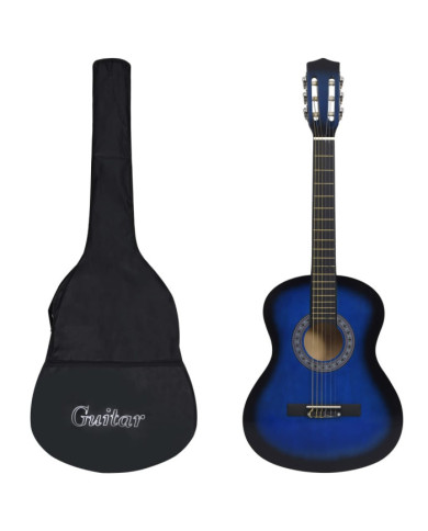 Guitare classique avec sac pour débutants Bleu 3/4 36" | Mobilier & Déco
