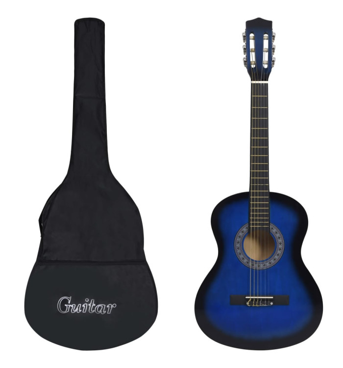 Guitare classique avec sac pour débutants Bleu 3/4 36" | Mobilier & Déco