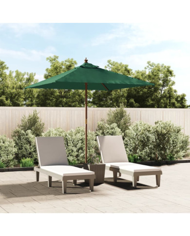 Parasol de jardin avec mât en bois vert 198x198x231 cm | Mobilier & Déco