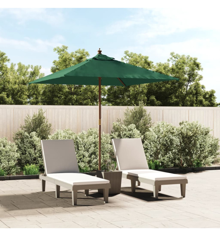 Parasol de jardin avec mât en bois vert 198x198x231 cm | Mobilier & Déco