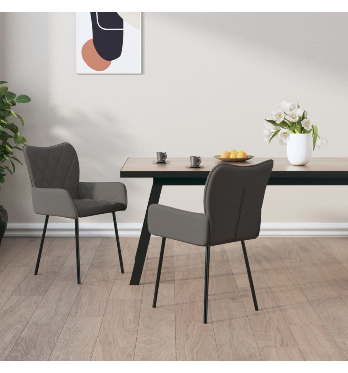 Chaises à manger lot de 2 gris foncé tissu | Mobilier & Déco