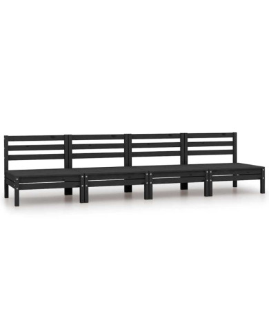 Canapés centraux de jardin 4 pcs Noir Bois de pin massif | Mobilier & Déco