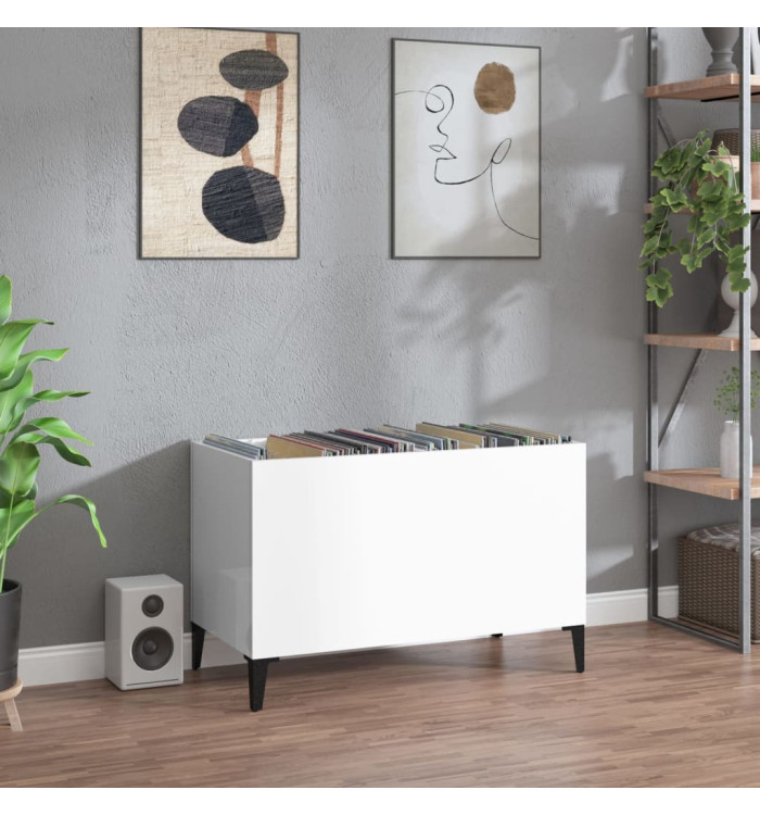 Armoire à disques blanc brillant 74,5x38x48cm bois d'ingénierie | Mobilier & Déco