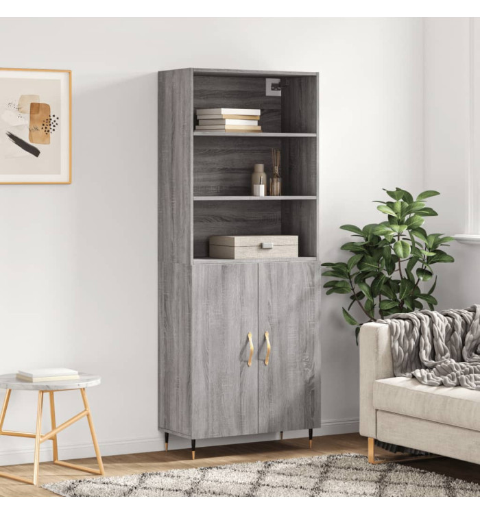 Buffet haut Sonoma gris 69,5x34x180 cm Bois d'ingénierie | Mobilier & Déco