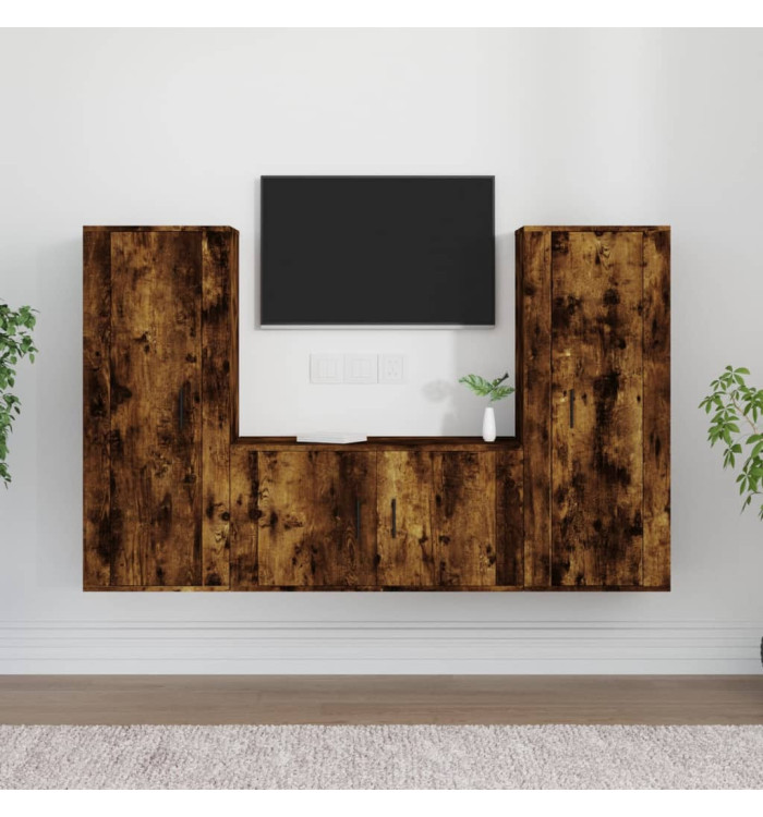 Ensemble de meubles TV 3 pcs Chêne fumé Bois d'ingénierie | Mobilier & Déco
