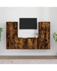 Ensemble de meubles TV 3 pcs Chêne fumé Bois d'ingénierie | Mobilier & Déco