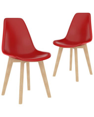 Chaises à manger lot de 2 rouge plastique | Mobilier & Déco