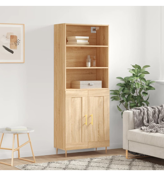 Buffet haut Chêne sonoma 69,5x34x180 cm Bois d'ingénierie | Mobilier & Déco