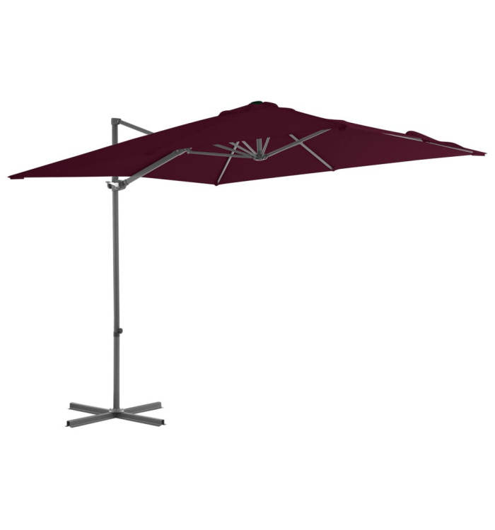 Parasol de jardin en porte-à-faux mât en acier rouge bordeaux | Mobilier & Déco