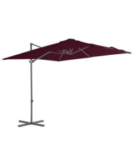 Parasol de jardin en porte-à-faux mât en acier rouge bordeaux | Mobilier & Déco