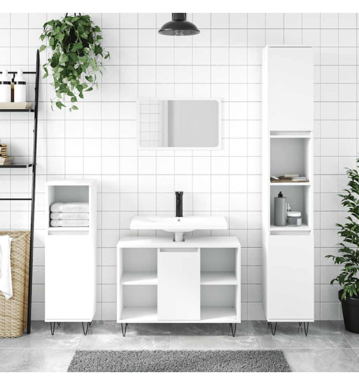 Armoire de salle de bain blanc 80x33x60 cm bois d'ingénierie | Mobilier & Déco