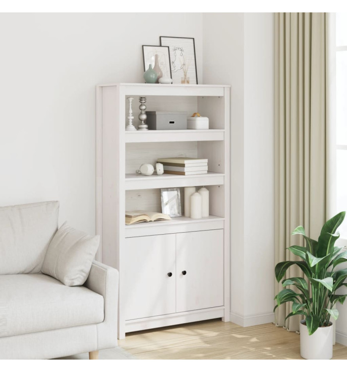 Buffet haut Blanc 80x35x154 cm Bois massif de pin | Mobilier & Déco