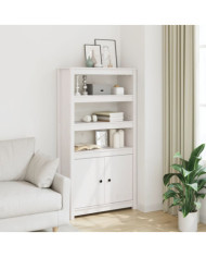 Buffet haut Blanc 80x35x154 cm Bois massif de pin | Mobilier & Déco