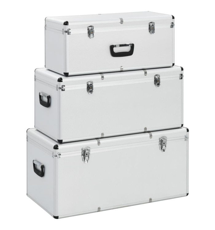 Boîtes de rangement 3 pcs Argenté Aluminium | Mobilier & Déco