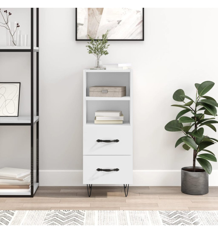 Buffet Blanc brillant 34,5x34x90 cm Bois d'ingénierie | Mobilier & Déco
