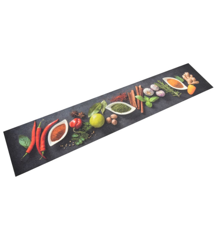 Tapis de cuisine lavable impression d'épices 60x300 cm velours | Mobilier & Déco