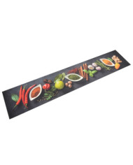 Tapis de cuisine lavable impression d'épices 60x300 cm velours | Mobilier & Déco