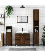 Armoire de bain chêne marron 30x30x100 cm bois d'ingénierie | Mobilier & Déco