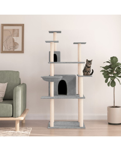 Arbre à chat avec griffoirs en sisal Gris clair 166 cm | Mobilier & Déco