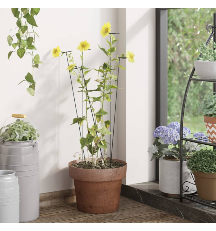 Piquets pour plantes de jardin 20 pcs vert foncé 61 cm acier | Mobilier & Déco