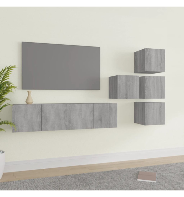 Ensemble de meubles TV 6 pcs Sonoma gris Bois d'ingénierie | Mobilier & Déco
