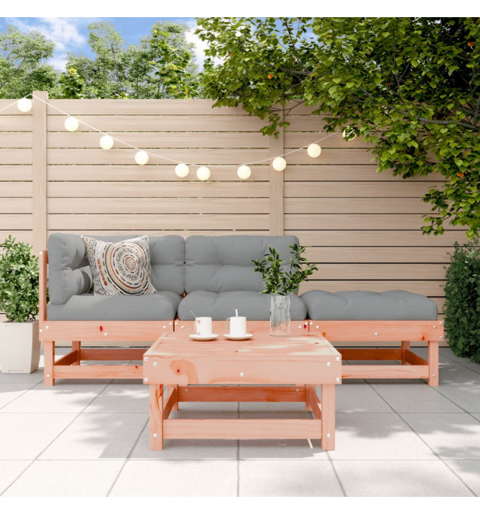 Salon de jardin 4 pcs avec coussins bois massif douglas | Mobilier & Déco