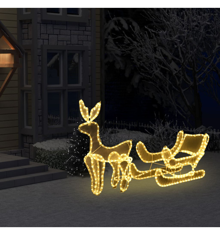 Cordon lumineux de Noël Renne et traîneau avec maille 432 LED | Mobilier & Déco
