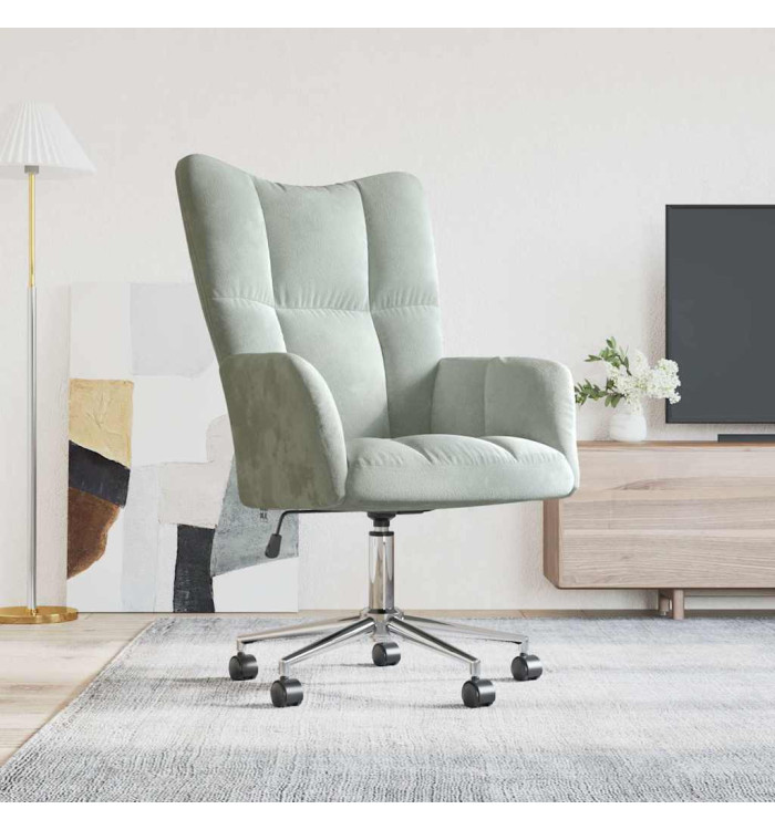 Chaise de relaxation Gris clair Velours | Mobilier & Déco