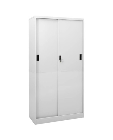 Armoire à bureau porte coulissante Gris clair 90x40x180cm Acier | Mobilier & Déco