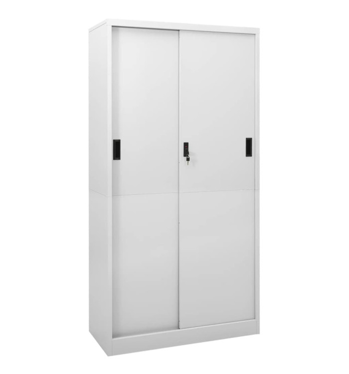 Armoire à bureau porte coulissante Gris clair 90x40x180cm Acier | Mobilier & Déco