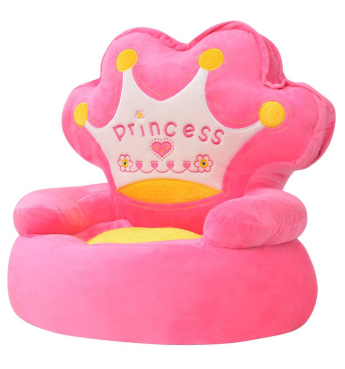 Chaise en peluche pour enfants Princesse Rose | Mobilier & Déco