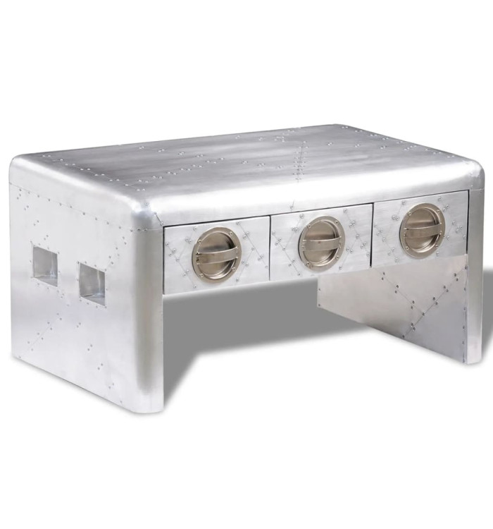 Table basse 3 tiroirs vintage Style d'aviation | Mobilier & Déco