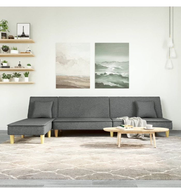 Canapé-lit en forme de L gris foncé 255x140x70 cm tissu | Mobilier & Déco