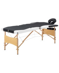 Table de massage pliable 3 zones Bois Noir et blanc | Mobilier & Déco