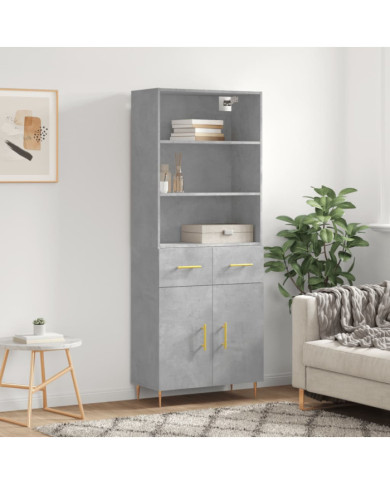 Buffet haut Gris béton 69,5x34x180 cm Bois d'ingénierie | Mobilier & Déco