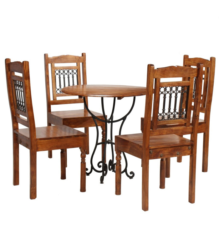 Ensemble de tables à manger 5 pcs bois d’acacia massif | Mobilier & Déco
