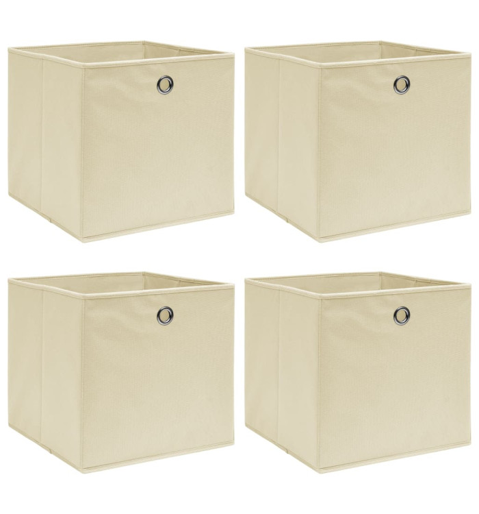 Boîtes de rangement 4 pcs Crème 32x32x32 cm Tissu | Mobilier & Déco
