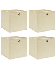 Boîtes de rangement 4 pcs Crème 32x32x32 cm Tissu | Mobilier & Déco