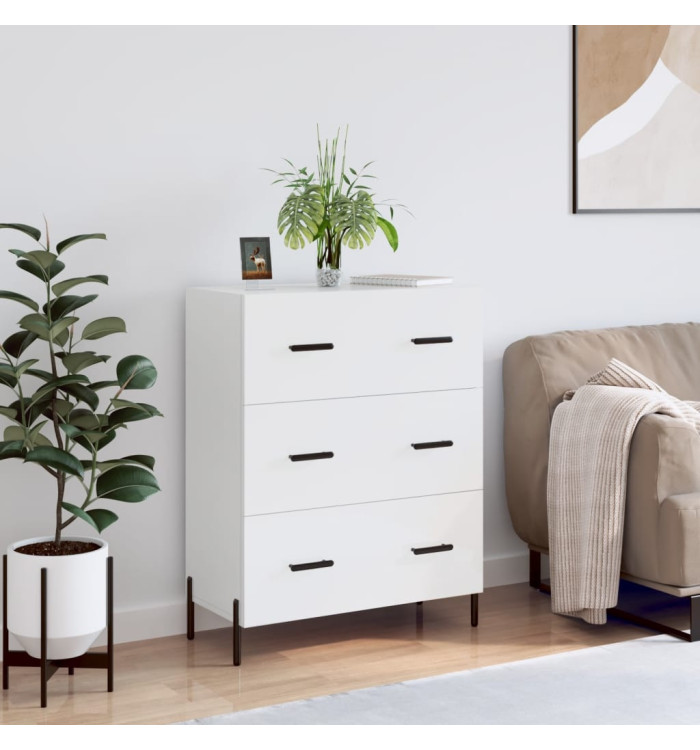 Buffet Blanc brillant 69,5x34x90 cm Bois d'ingénierie | Mobilier & Déco