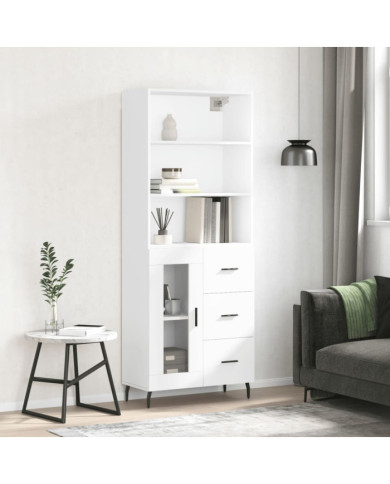 Buffet haut Blanc 69,5x34x180 cm Bois d'ingénierie | Mobilier & Déco